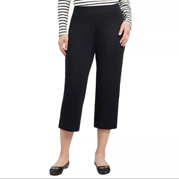 Lands' End Womens Shore Stretch Knit Capri Navy Polka Dot/ Black (2) Size XL - Picture 3 of 11